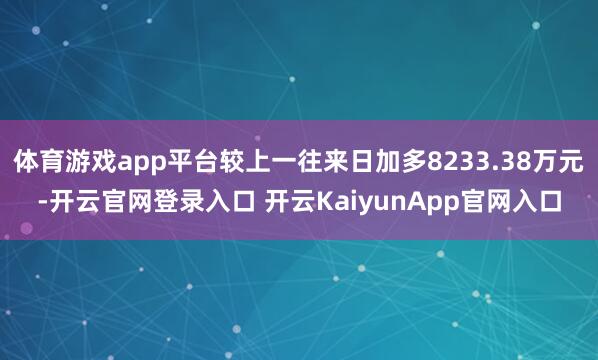 体育游戏app平台较上一往来日加多8233.38万元-开云官网登录入口 开云KaiyunApp官网入口