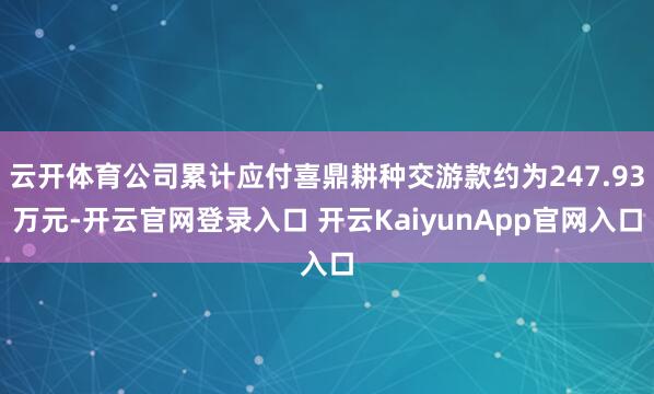 云开体育公司累计应付喜鼎耕种交游款约为247.93万元-开云官网登录入口 开云KaiyunApp官网入口